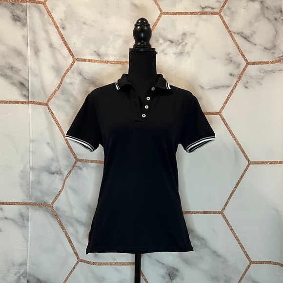 トップス prada sport rubber logo polo shirt Prada Black Rubber Logo Short Sleeved Polo - Double Extra